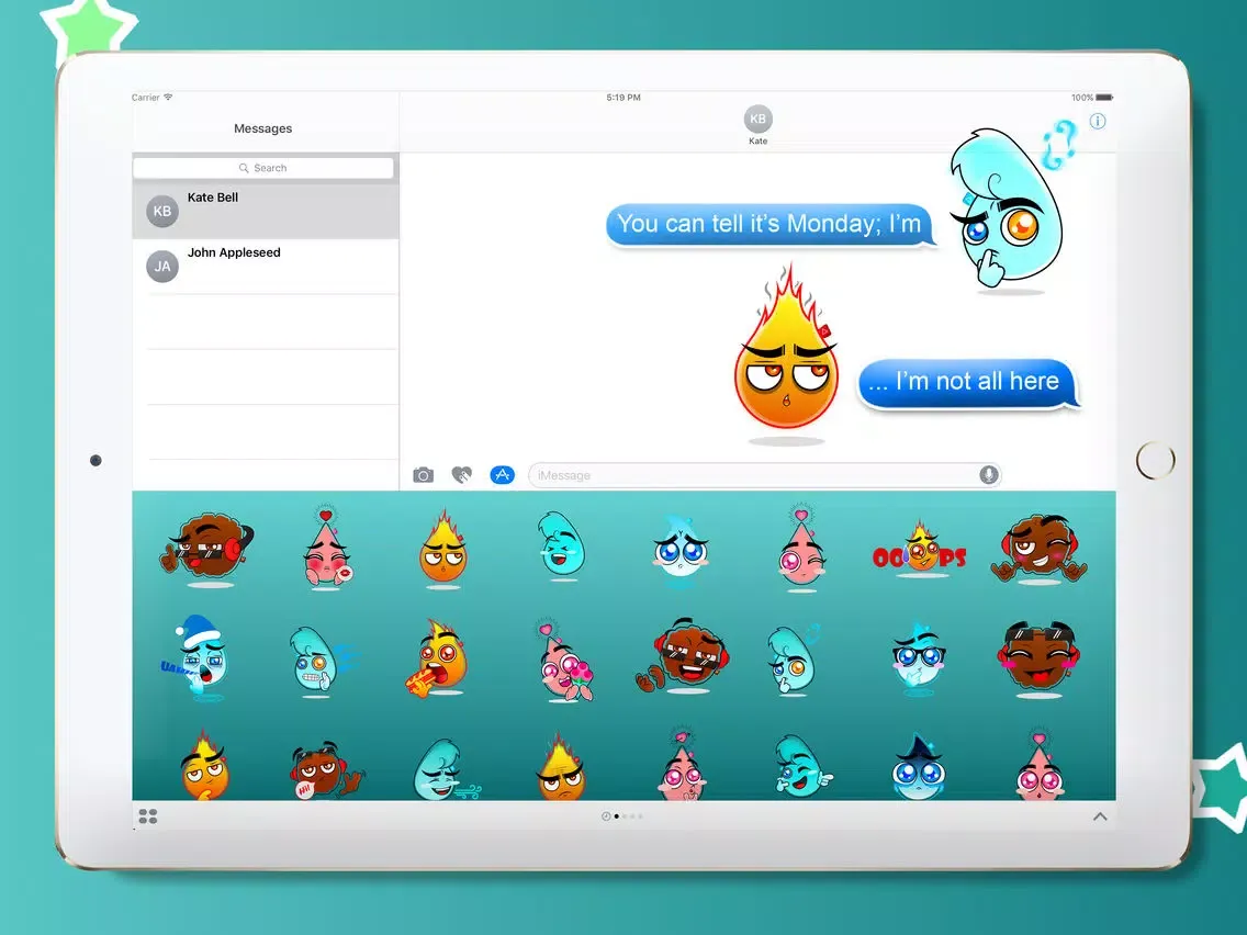 ภาพหน้าจอของ Intense Elements Touch-Regular Characters Stickers iPad 