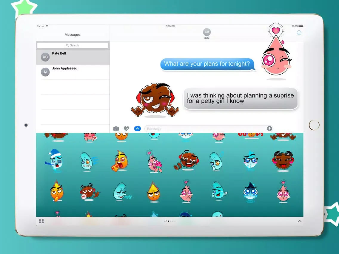 ภาพหน้าจอของ Intense Elements Touch-Regular Characters Stickers iPad 