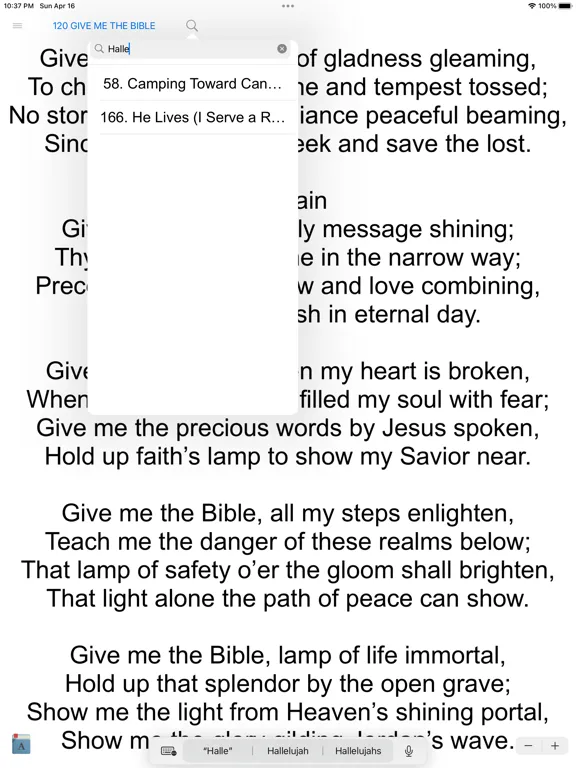 Capturas de tela do Church of Christ Hymns iPad 