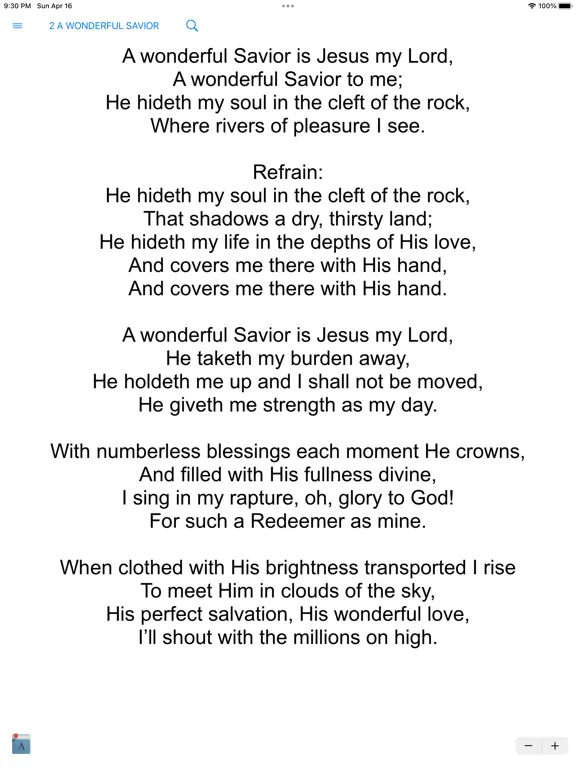 Capturas de tela do Church of Christ Hymns iPad 