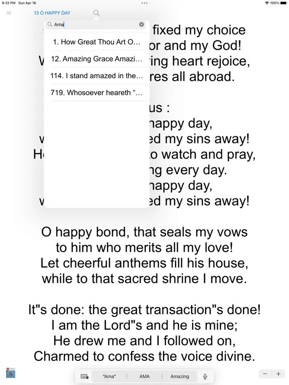 Capturas de tela do Church of Christ Hymns iPad 