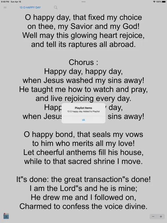 Capturas de tela do Church of Christ Hymns iPad 