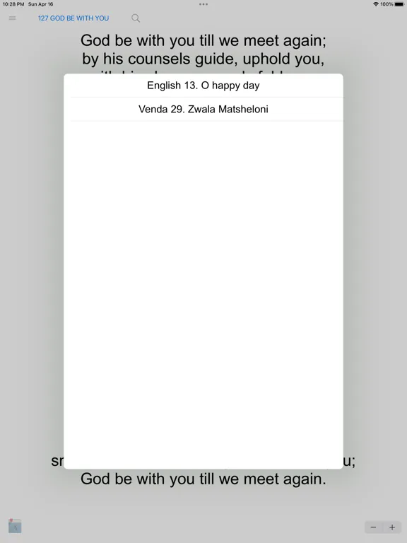 Capturas de tela do Church of Christ Hymns iPad 