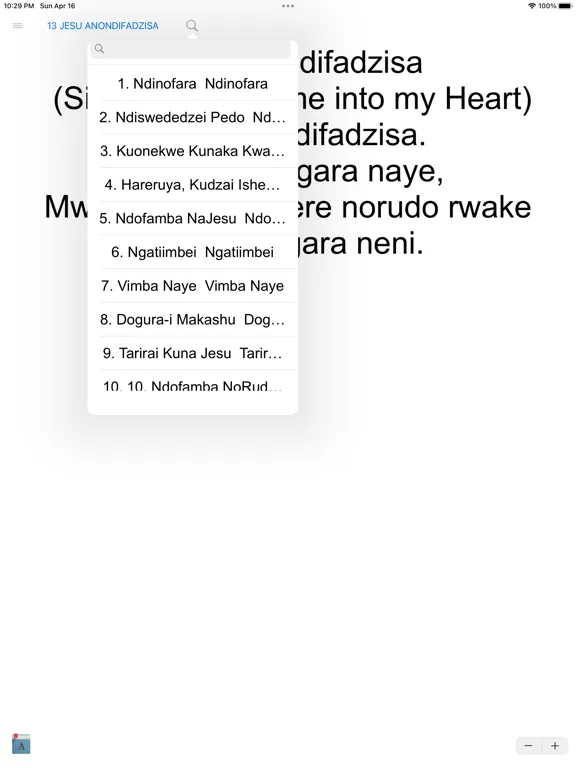 Capturas de tela do Church of Christ Hymns iPad 