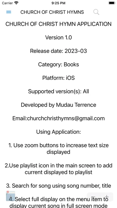 Capturas de tela do Church of Christ Hymns
