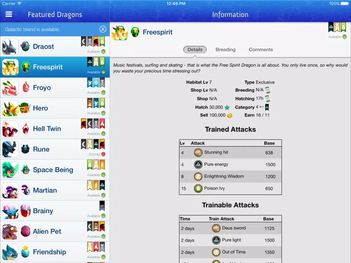 Capturas de tela do Breeding Guide for Dragon City iPad 