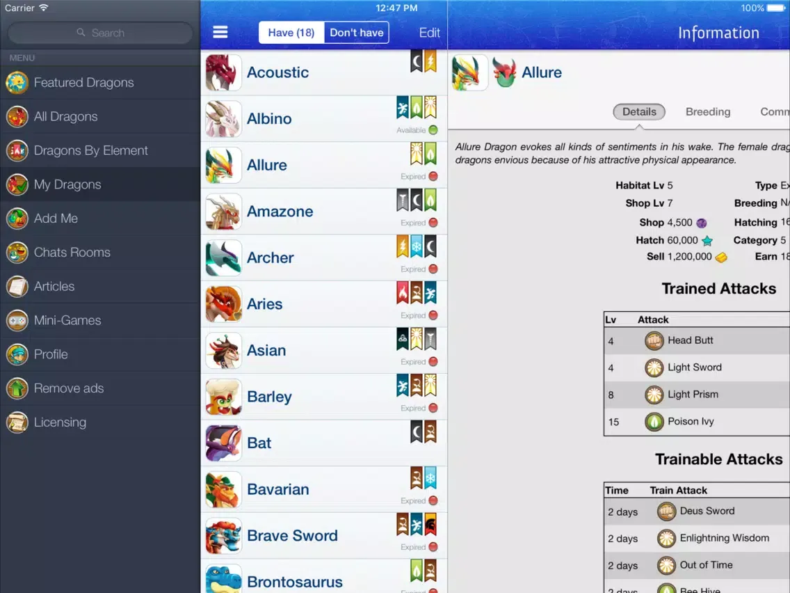 Capturas de tela do Breeding Guide for Dragon City iPad 