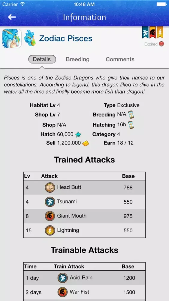 Capturas de tela do Breeding Guide for Dragon City
