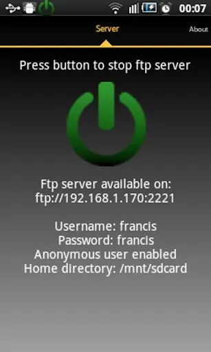 Capturas de tela do Ftp Server