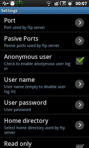 Capturas de tela do Ftp Server