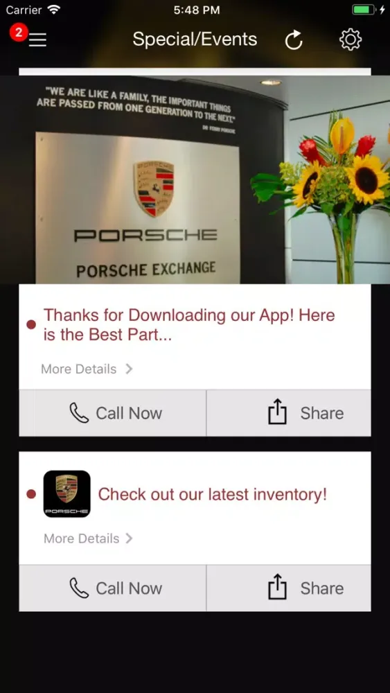 The Porsche Exchange DealerApp Screenshots