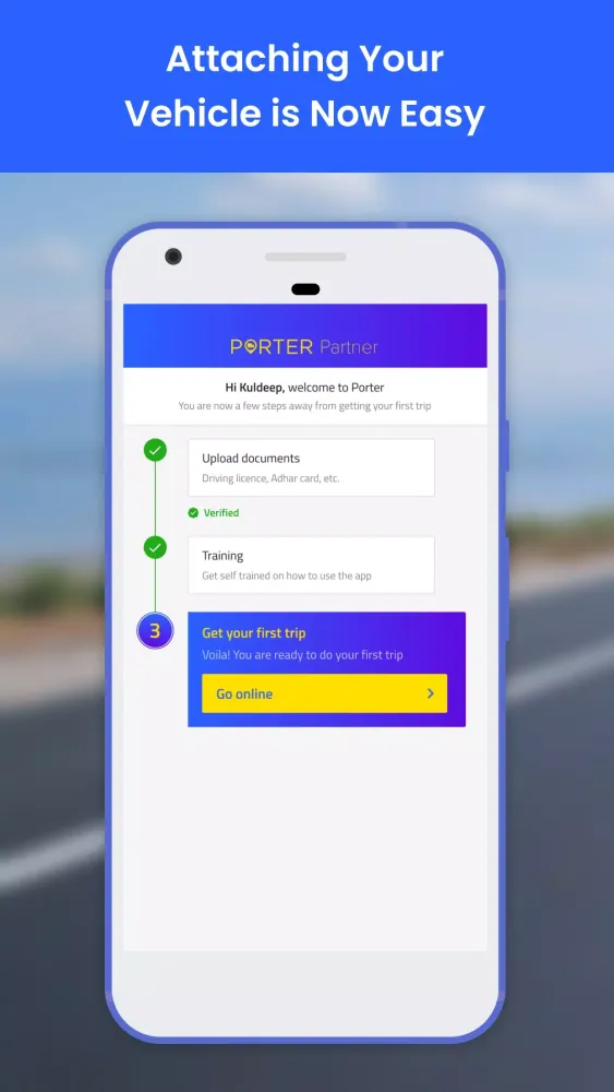 Ảnh chụp màn hình của Porter Driver Partner App