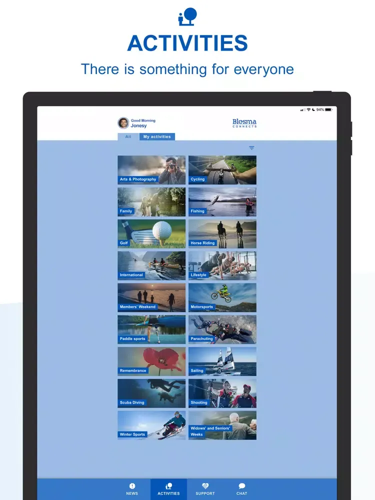 Tangkapan layar Blesma Connects iPad 