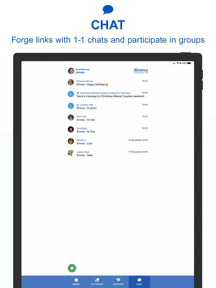 Tangkapan layar Blesma Connects iPad 