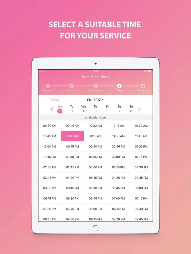 Tangkapan layar Thepronails check-in system iPad 
