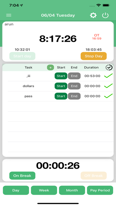 Screenshot di Time and Attendance
