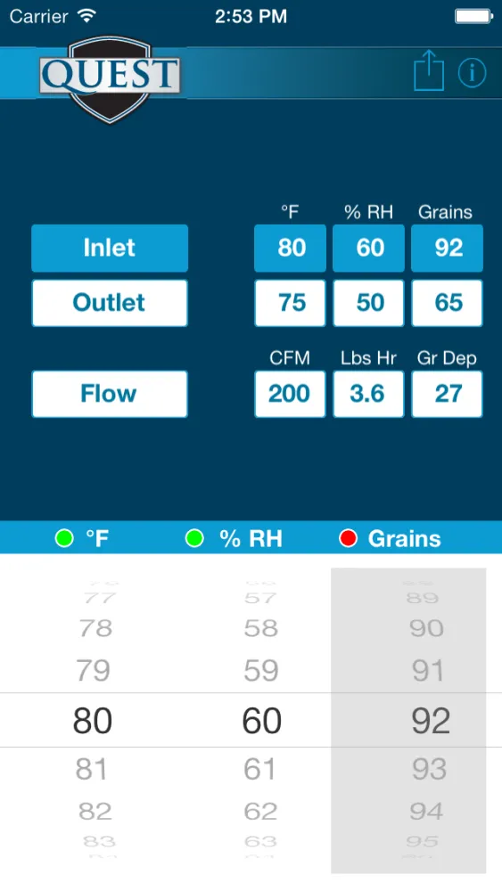 Capturas de pantalla de Quest Psychrometric Calculator