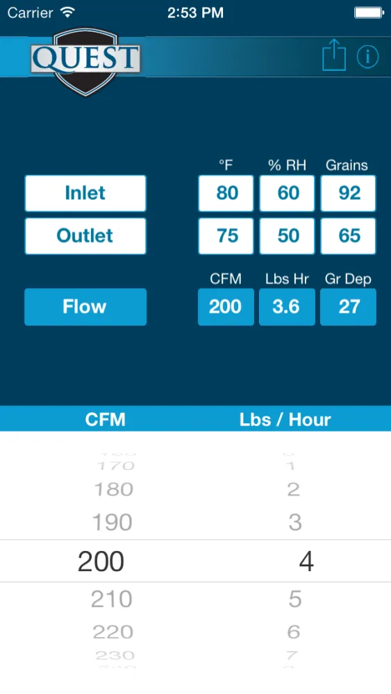 Capturas de pantalla de Quest Psychrometric Calculator