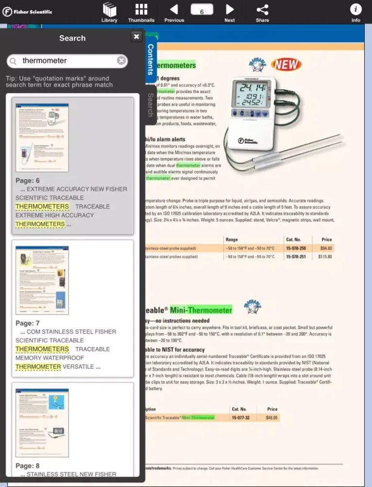 Fisher Scientific Catalog iPad 应用截图