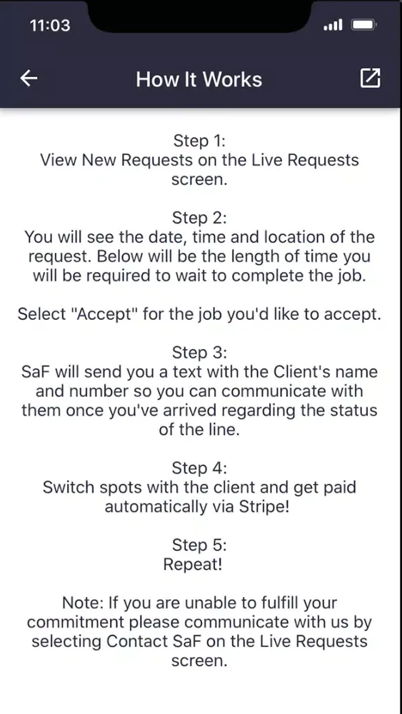Capturas de tela do SaF - Be a Line Concierge