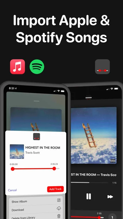Capturas de tela do Music Clips Player — Pelascope