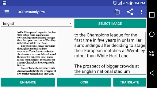 Tangkapan skrin OCR Instantly