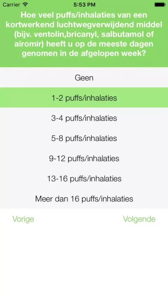 Astma Zelfcheck Screenshots