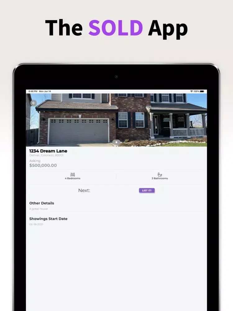 The Sold App iPad  Screenshots