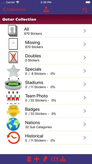 ภาพหน้าจอของ Sticker Collector CheckLists