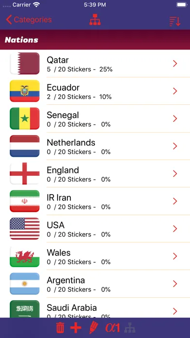 ภาพหน้าจอของ Sticker Collector CheckLists