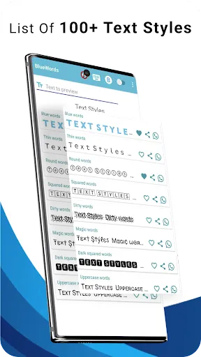 Blue Words, Stylish Fonts text 스크린샷