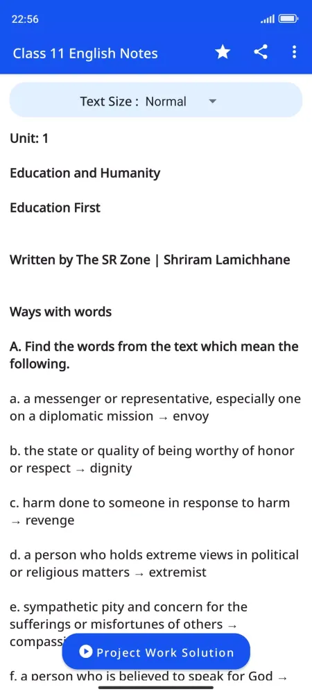 Zrzuty ekranu Class 11 English Notes Guide