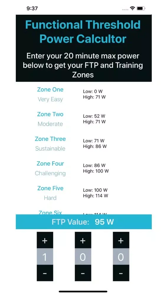 Cycling Zone Calculator Ekran Görüntüleri
