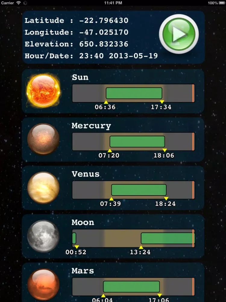 Скриншоты Horizons NASA Ephemeris - Planets Rise and Set time iPad 