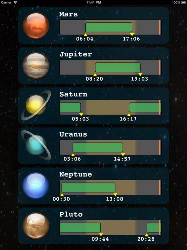 Скриншоты Horizons NASA Ephemeris - Planets Rise and Set time iPad 