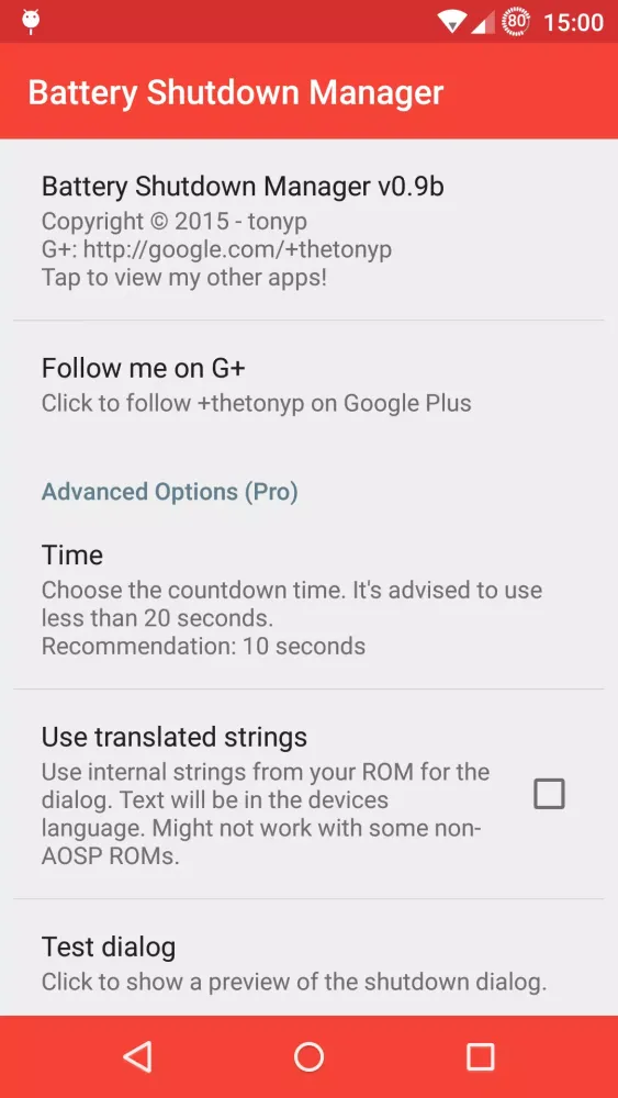 Battery Shutdown Manager Screenshots