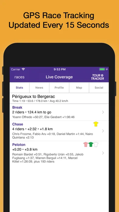 Captures d'écran de Tour Tracker Grand Tours
