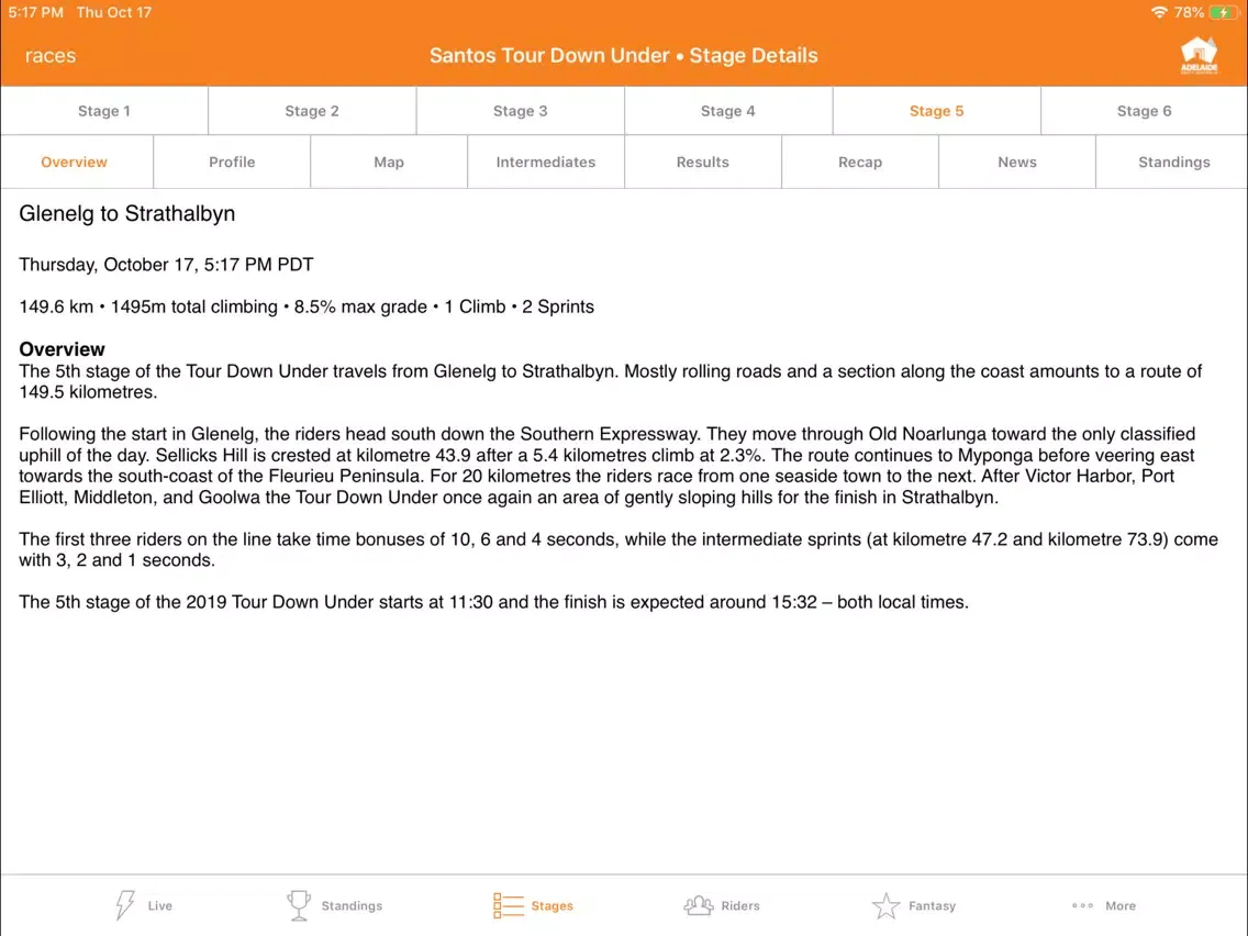صور Santos Tour Down Under Tracker iPad 