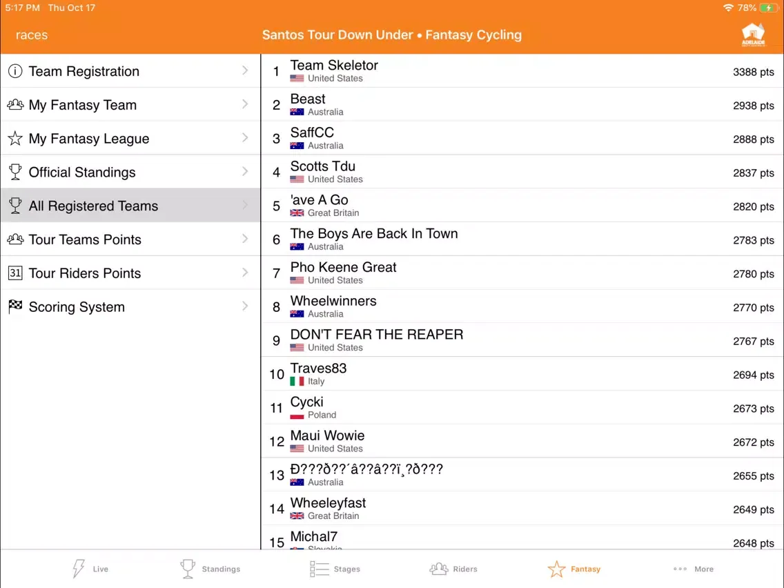 صور Santos Tour Down Under Tracker iPad 
