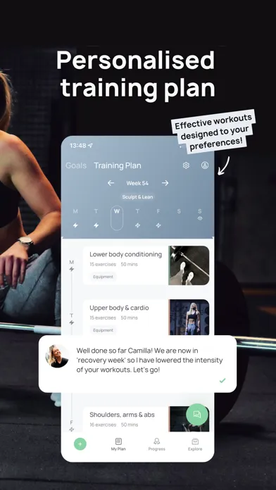 Tangkapan layar trainn - personalised workouts