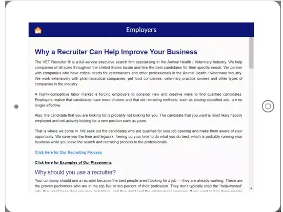 The VET Recruiter ® Mobile App iPad  Screenshots