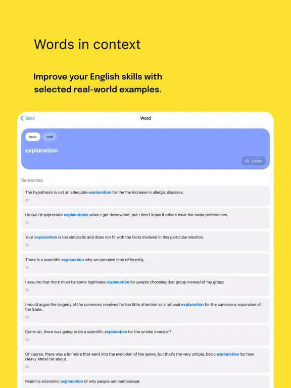 Zrzuty ekranu Wordtool: words in a context iPad 