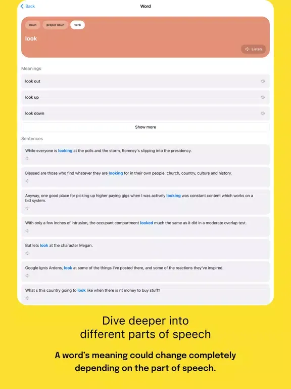 Zrzuty ekranu Wordtool: words in a context iPad 