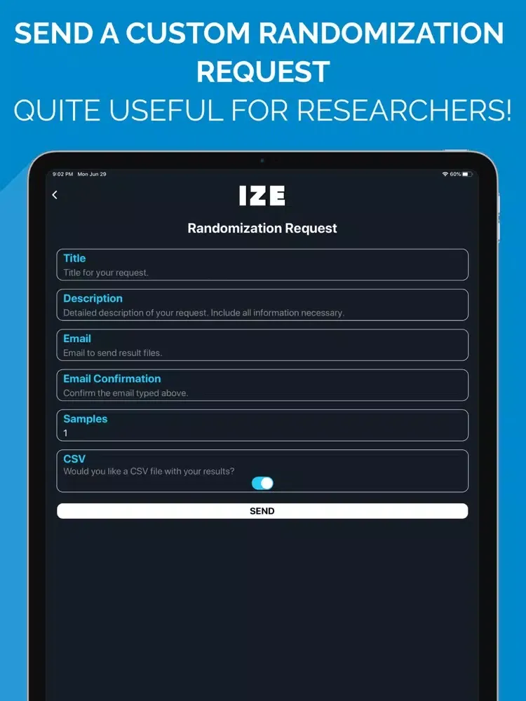 ภาพหน้าจอของ RandomIZE: Randomization Tool iPad 