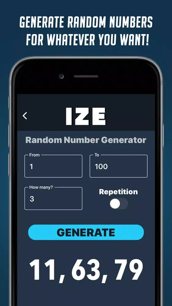 ภาพหน้าจอของ RandomIZE: Randomization Tool