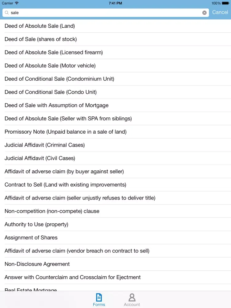 Скриншоты MyLegalWhiz Forms iPad 