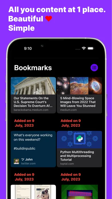 Captures d'écran de Bookmarks Reader