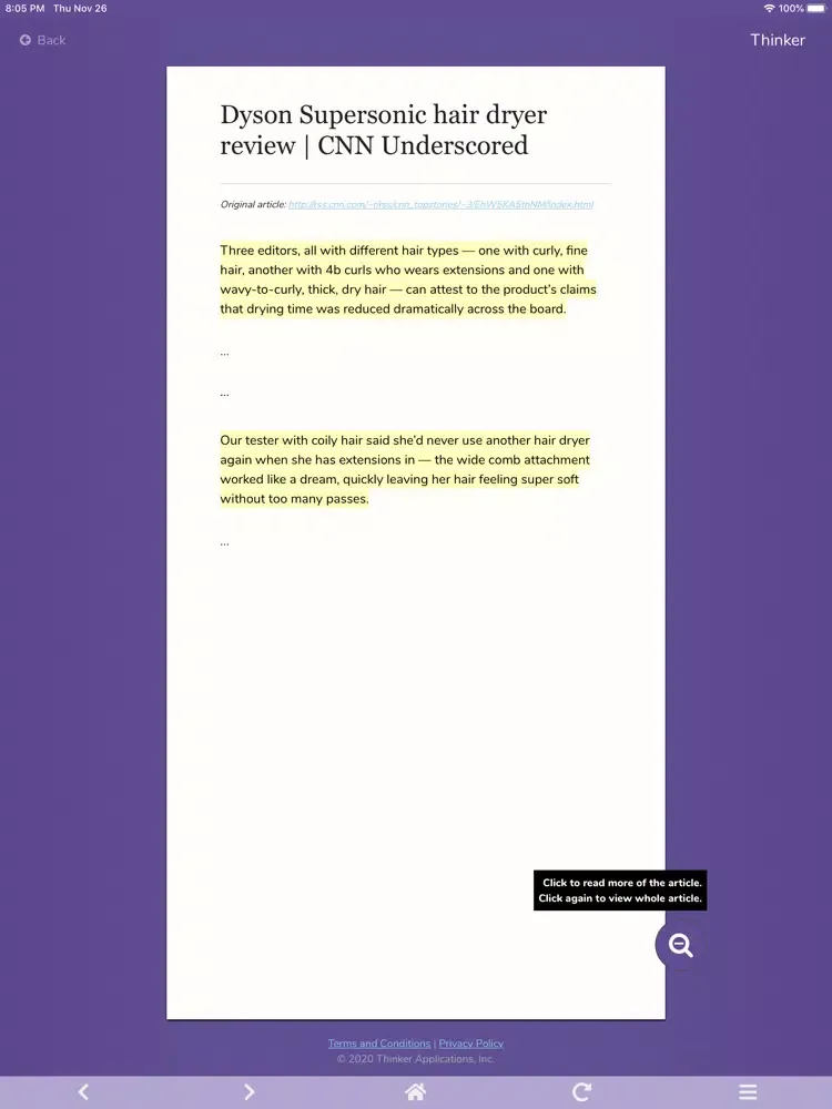 Thinker App iPad  Screenshots