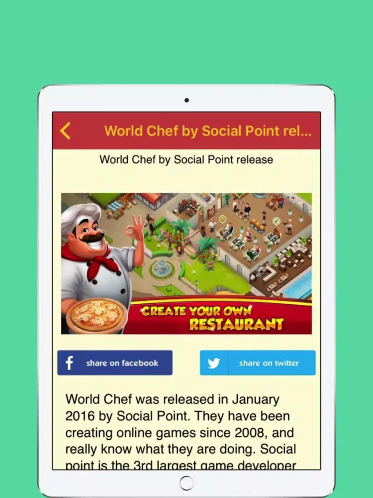 Capturas de pantalla de Guide for World Chef iPad 