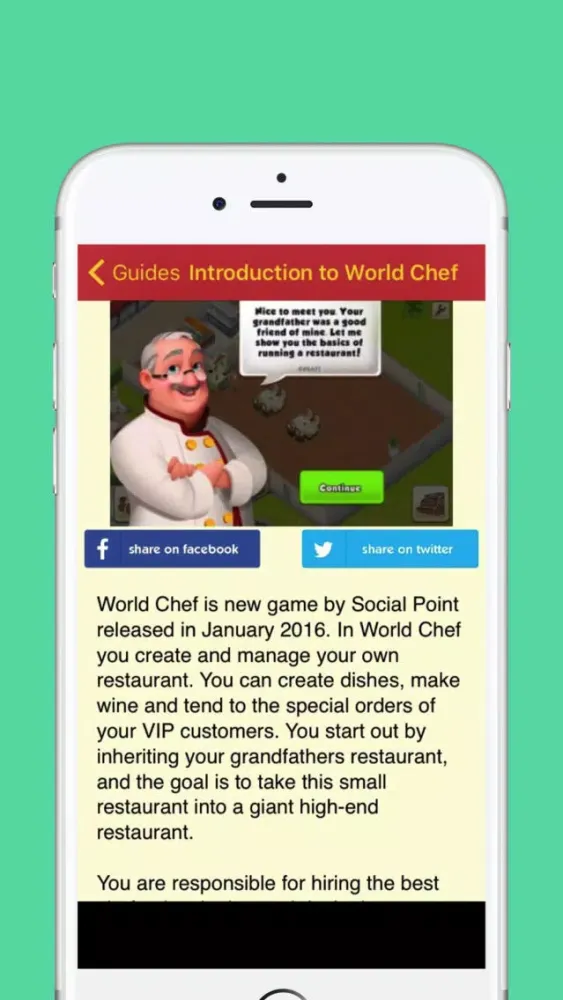 Capturas de pantalla de Guide for World Chef